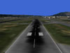 Image of San Francisco International Airport runway, out-of-cockpit view of landing, as modeled in FutureFlight Central